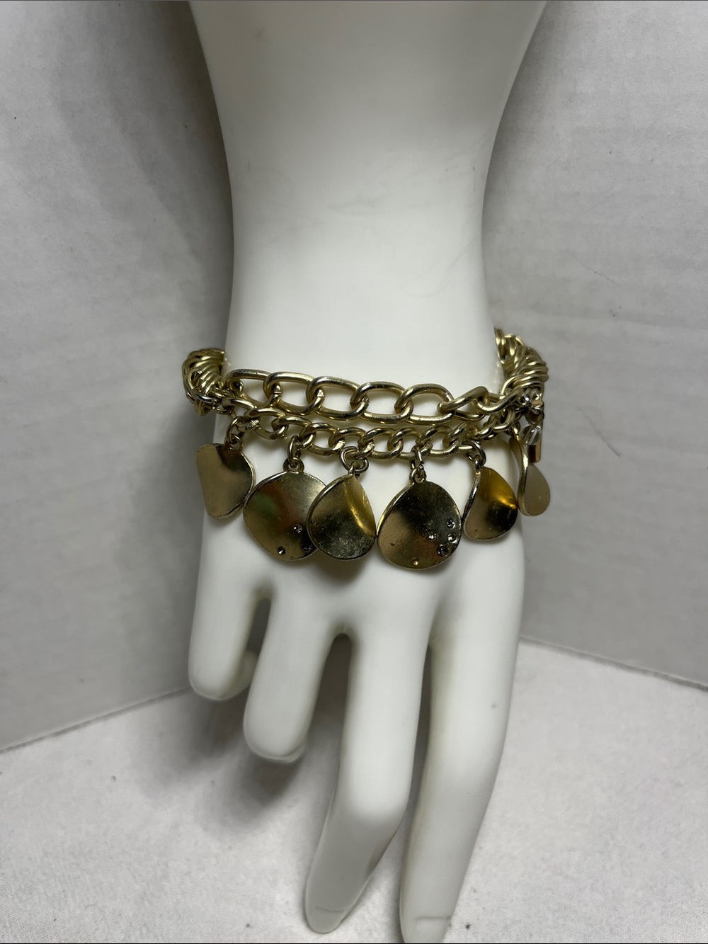 Kenneth Cole Gold-Tone Stretch Bracelet - Dangle Disc Charms